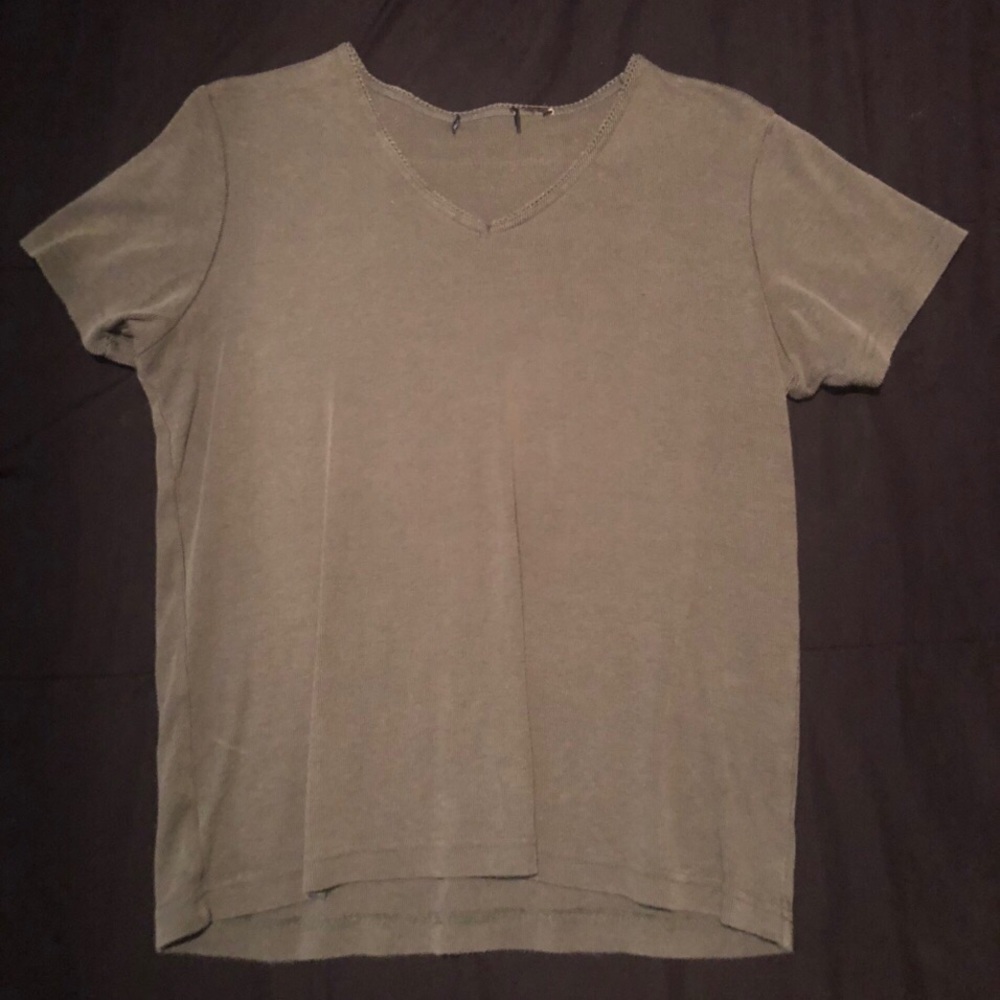 olive green lacey crop top